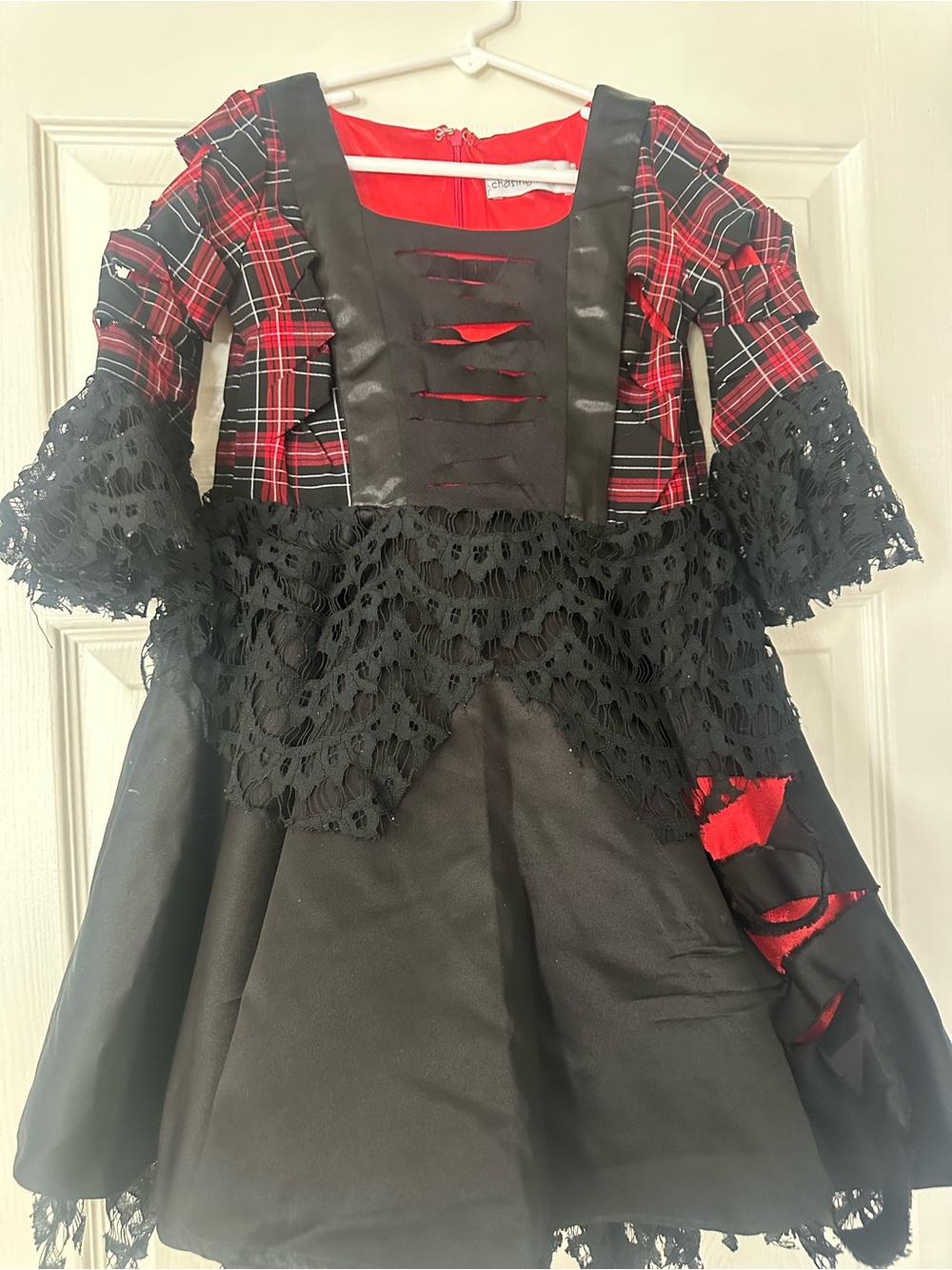 Chasing Fireflies Red and Black Plaid Gothic Wolf Dress size 6